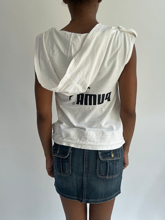 summermaxxing drop | small white puma sleeveless hooded top