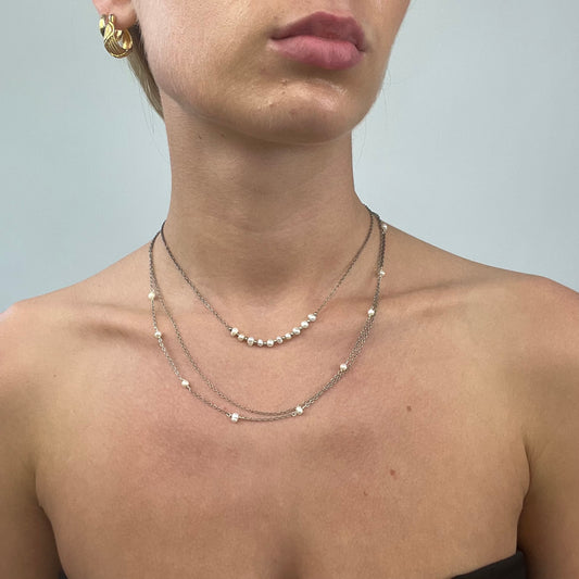 PROM SEASON DROP | silver three layered necklace