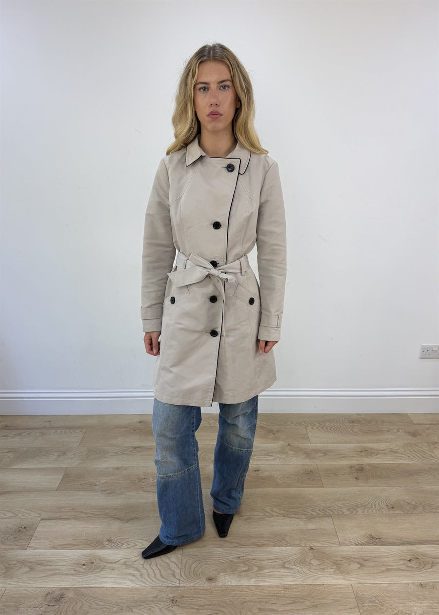 medium beige old label M&S belted trench coat