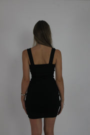 black and silver sequin-panel mini dress back view