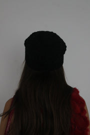 black slouch beanie back view