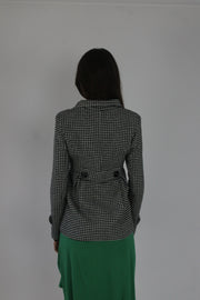 black and white houndstooth jacket back view