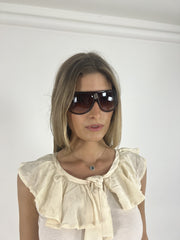 brown oversized shield sunglasses back view