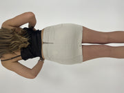 cream fitted mini skirt back view