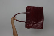 dark red croc-effect tote bag back view