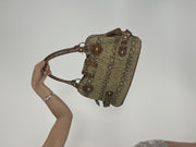 brown dolce & gabbana logo handbag back view