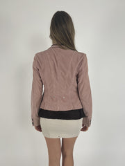 dusty pink fitted blazer back view