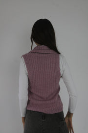 dusty pink tie-front knitted vest back view
