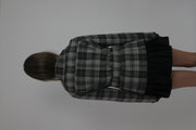 grey plaid belted jacket back view