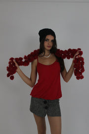 red feather boa scarf back view