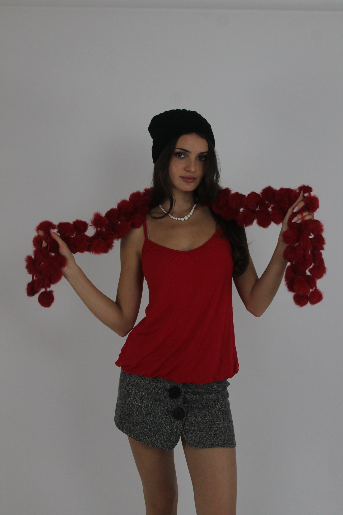 red feather boa scarf back view