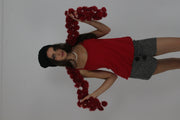 red feather boa scarf back view