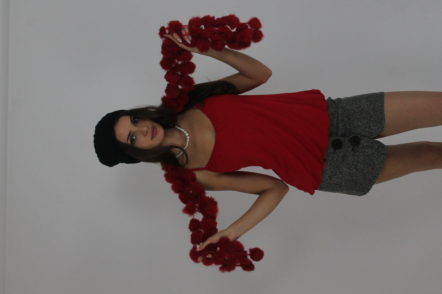 red feather boa scarf back view