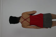 red spaghetti-strap cami top back view