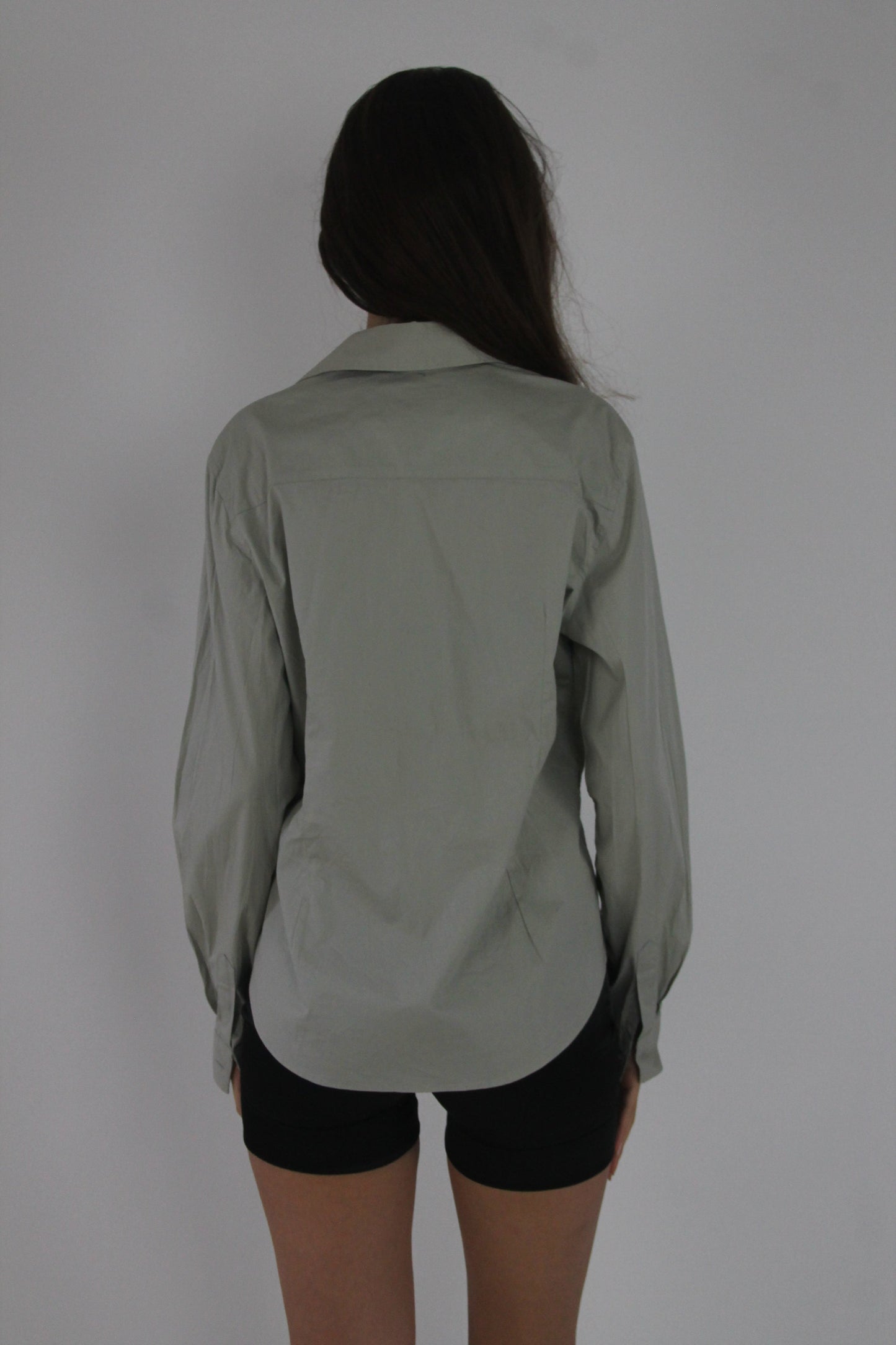 sage fitted shirt back view