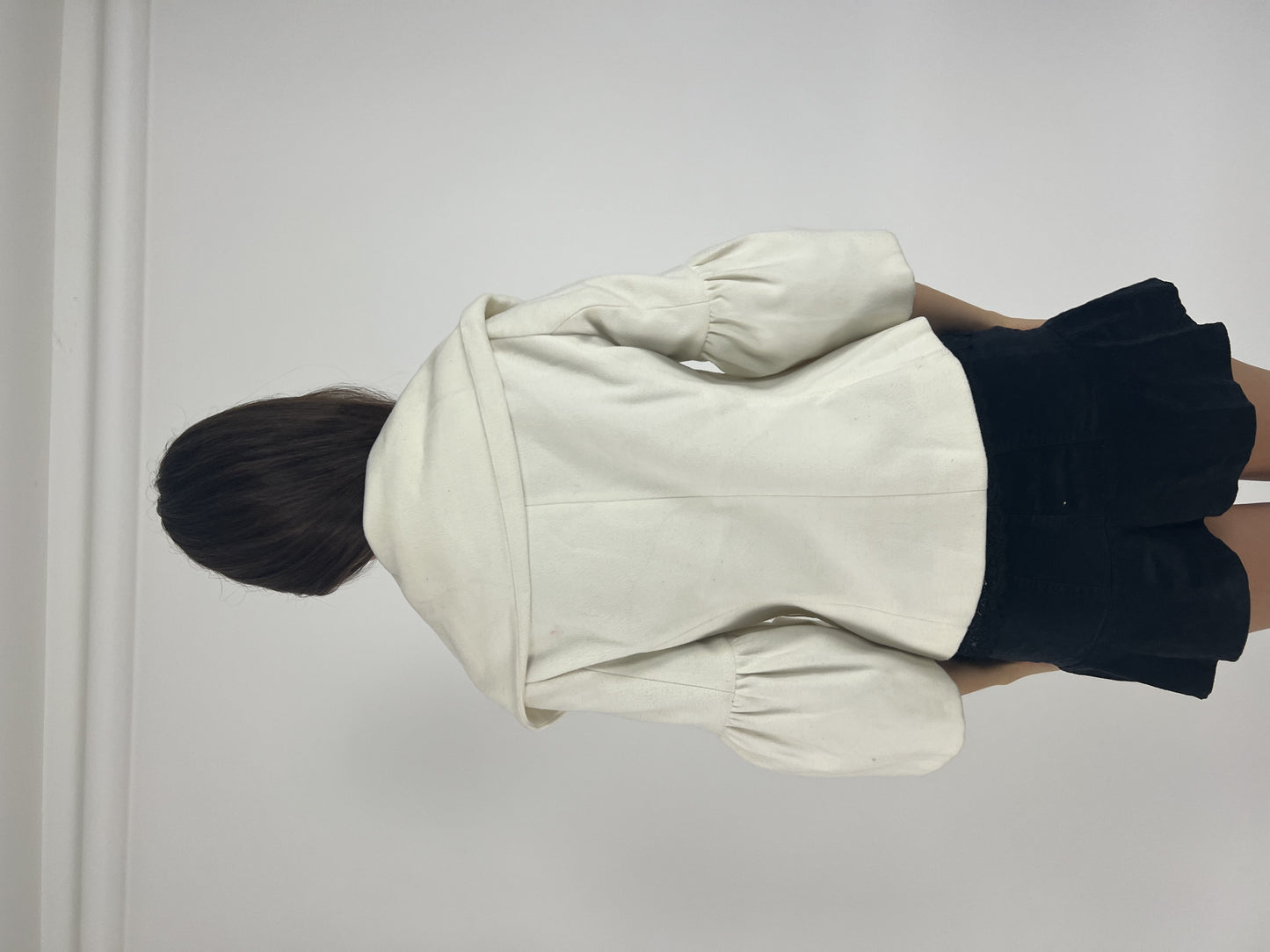 white double-breasted flared-sleeve jacket back view