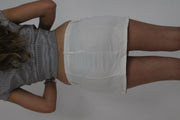 white mini skirt with front pockets back view