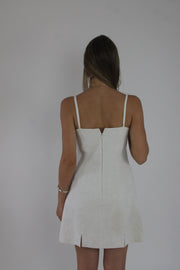 white square-neck mini dress back view