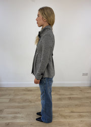 small black and white houndstooth pea coat jacket