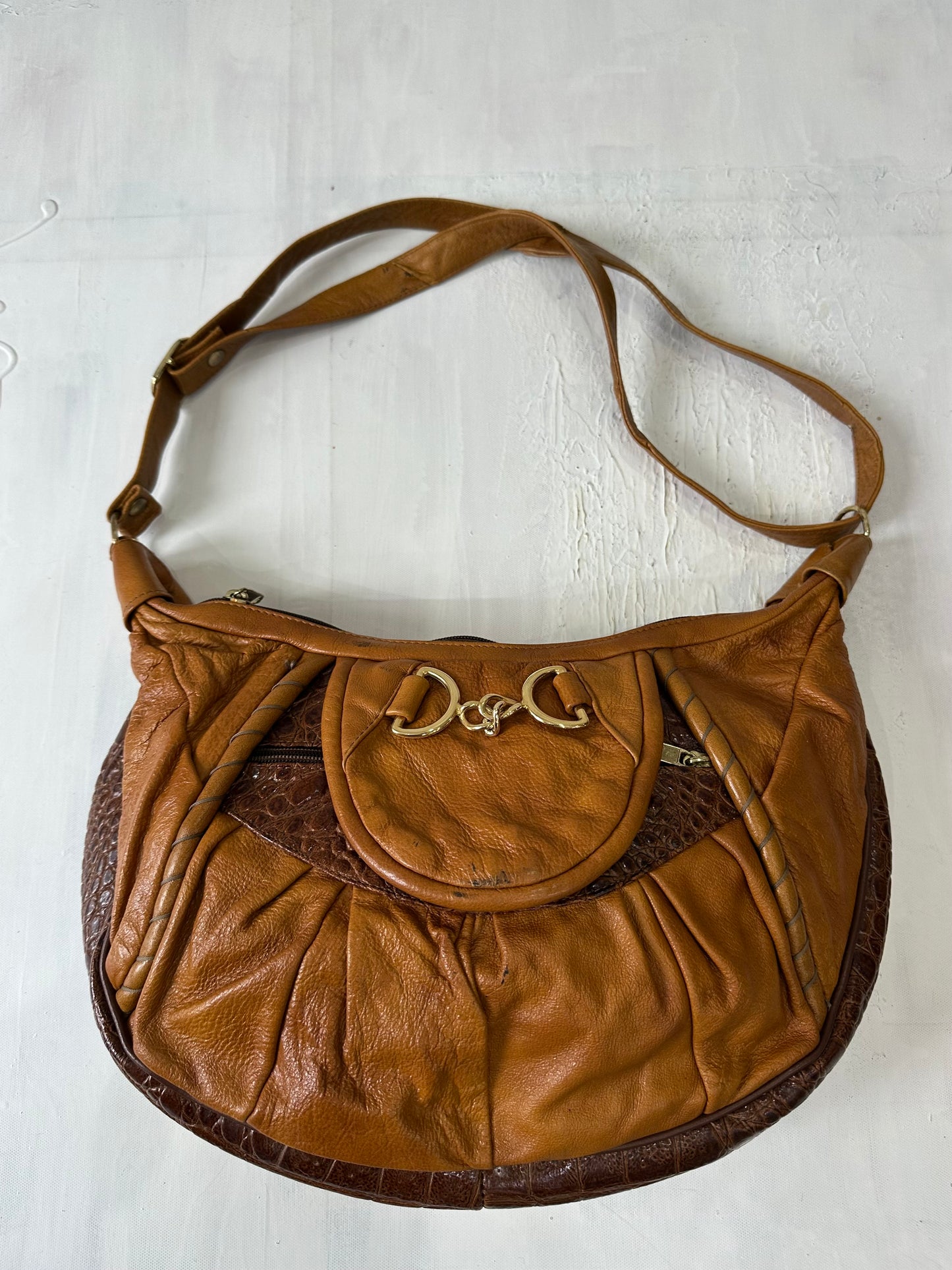 vintage edit thirty-three | brown faux leather shoulder bag