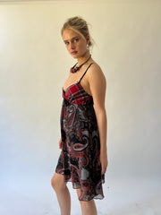 back to school drop | small red and black patterned dress