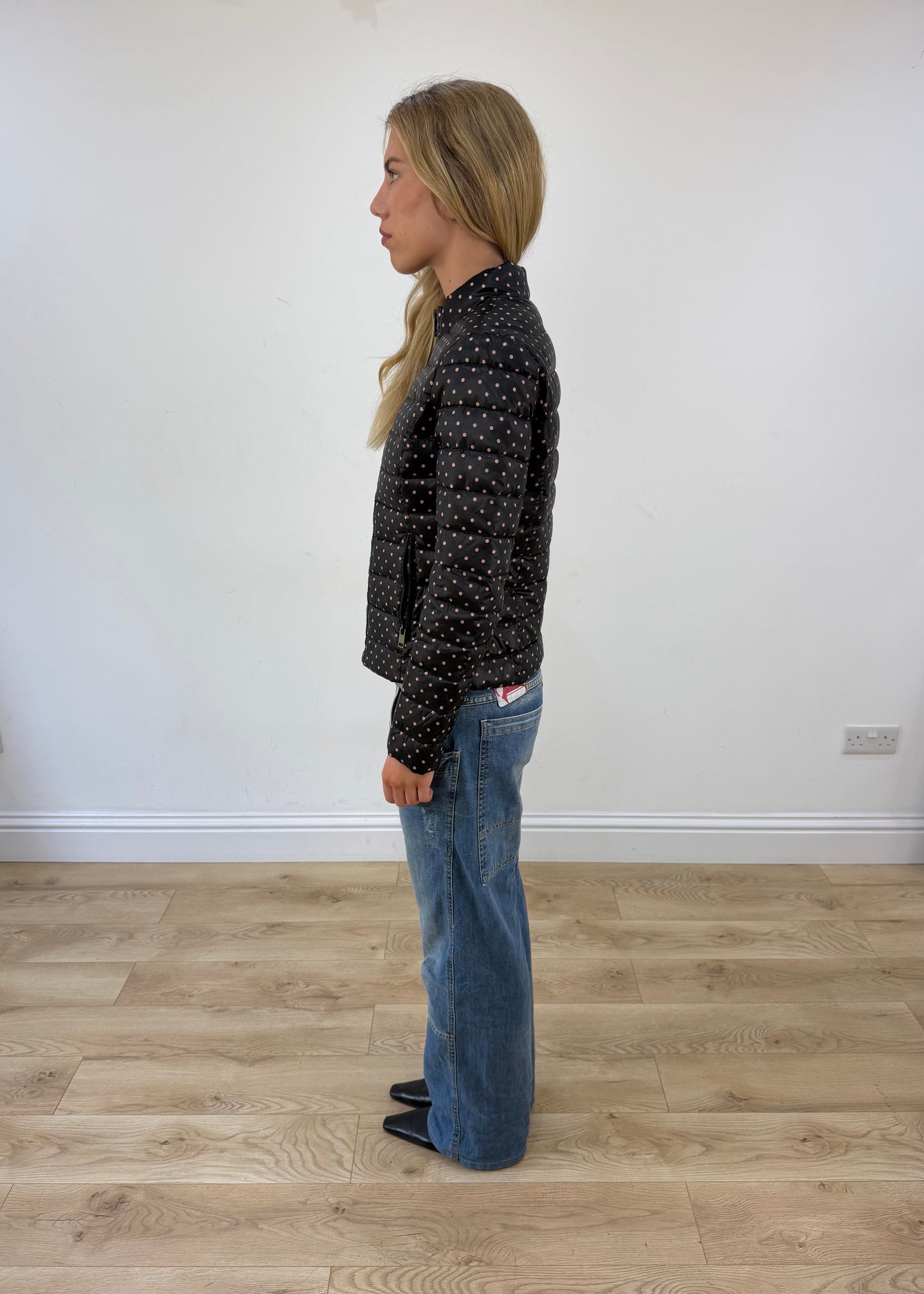 small polka dot puffer jacket