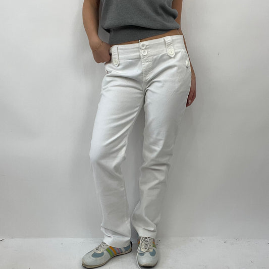 QUIET LUXURY DROP | small white jeans with double button detail