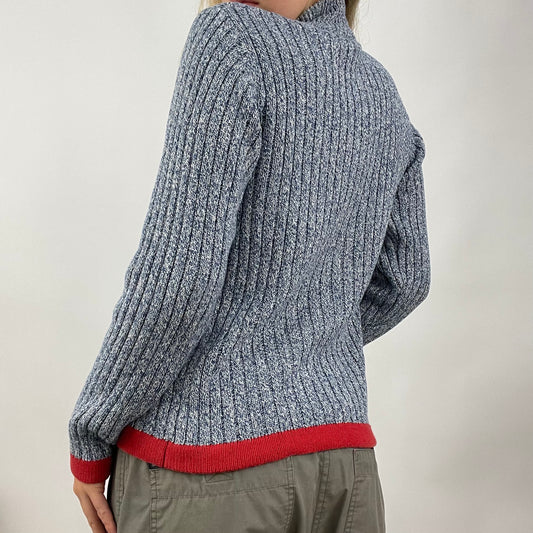 GORPCORE DROP | medium blue knit quarter zip jumper