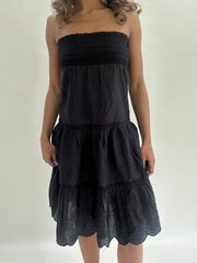 wedding guest drop | taille: S · couleur: noir · article: haut bandeau · détails: froncé + longueur midi