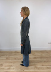 small blue denim trench coat