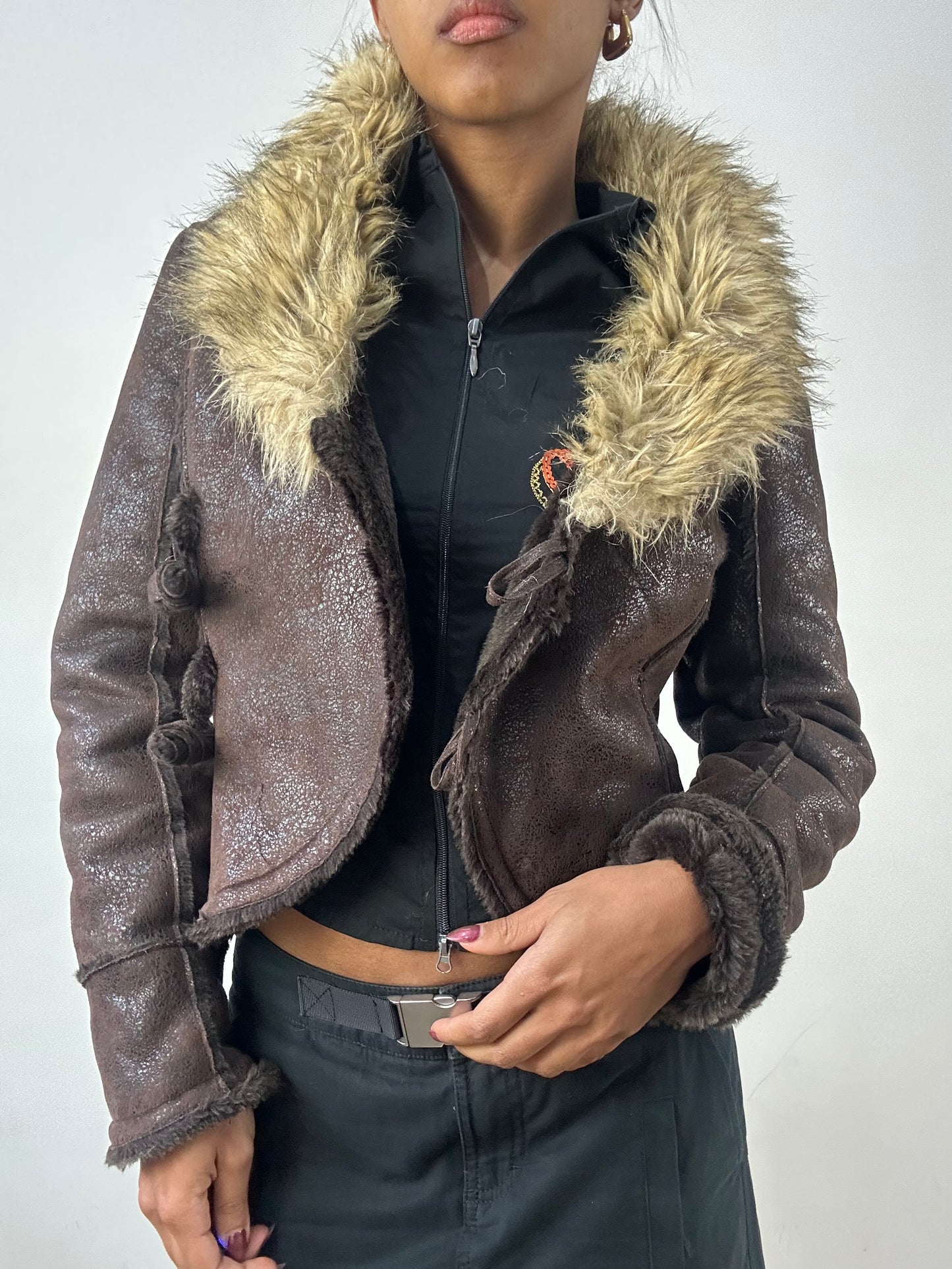 winter edit | small brown jacket with faux fur trim