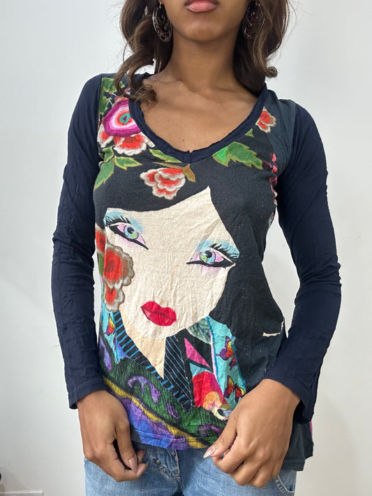 vintage edit: fashion week | small navy desigual long sleeve jumper