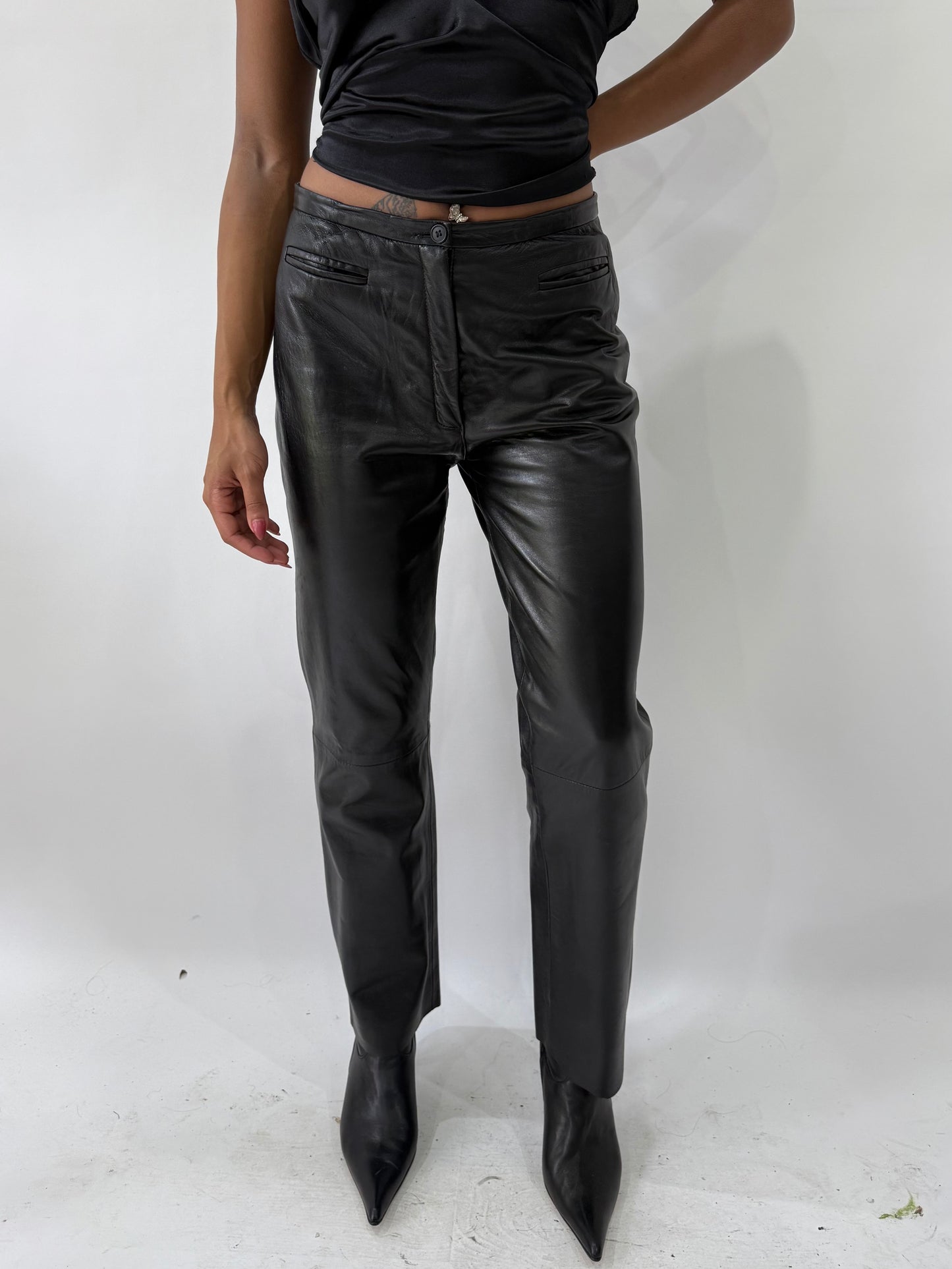 western edit | small/medium black kookai leather trousers