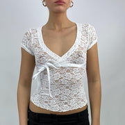 #442 vente d’échantillons | taille: S · couleur: blanc · matière: dentelle · article: haut · détails: belle