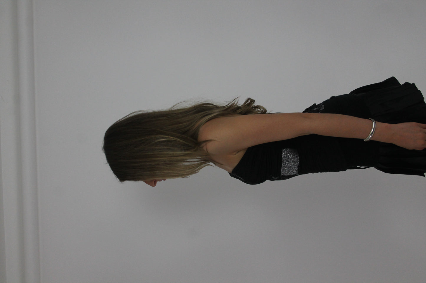 black and grey lace-up corset top detail 01