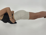 cream fitted mini skirt detail 01
