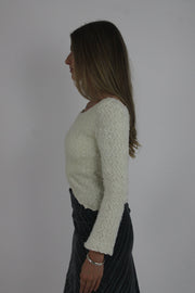 cream fuzzy wrap jumper detail view 01