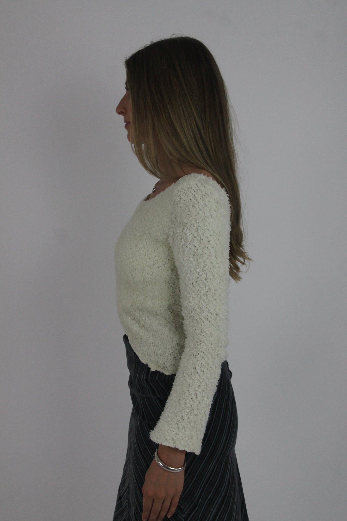 cream fuzzy wrap jumper detail view 01