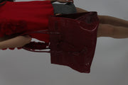 dark red croc-effect tote bag detail 01