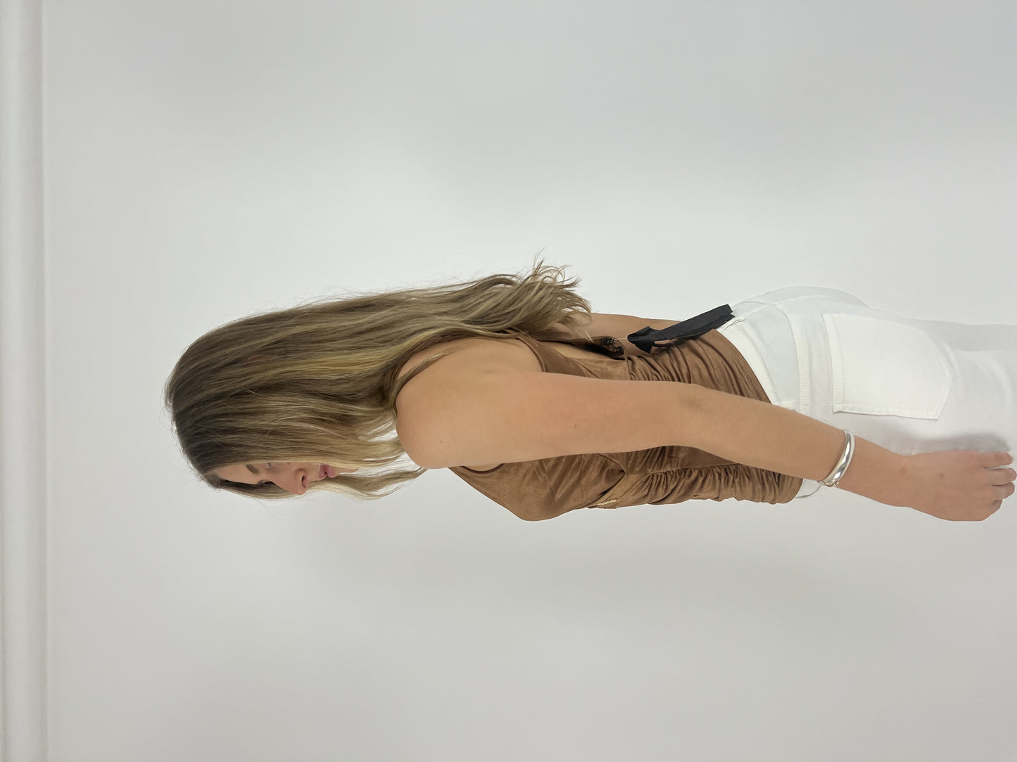 gold ruched cami top detail 01