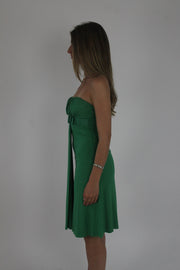 green strapless midi dress detail view 01