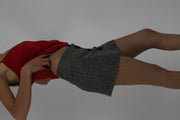 grey button-front mini skort detail 01