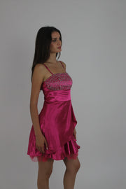pink sequin and ruffle mini dress detail view 01