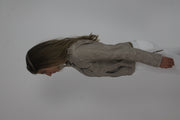 taupe fitted leather-look jacket detail 01