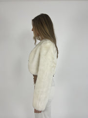 white faux-fur style cropped jacket detail view 01