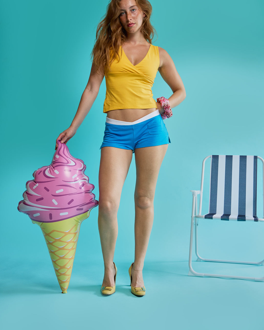 Lorelle Top in Banana Split with Blue Slushie shorts – ice-cream campaign