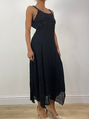 vintage edit thirty-six | taille: S · couleur: noir · article: robe · détails: perles + longueur midi