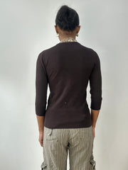 vintage edit fifteen | small brown knit jumper with built in leopard vest