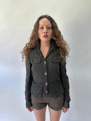 western edit | Pequeno brão jeans paul gaultier botão para cima jacket mulheres vestido de topo