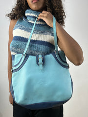 vintage edit thirty-four | blue faux leather shoulder bag